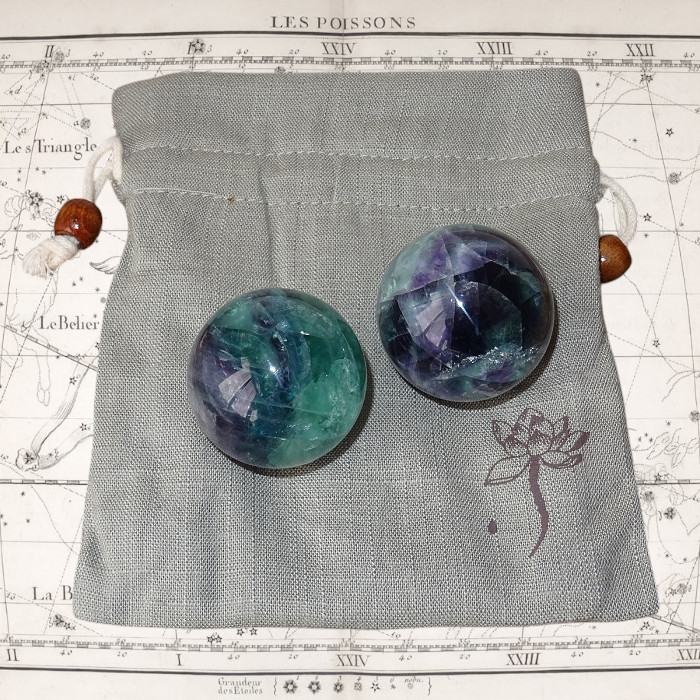 Fluorite boules Lithothérapie Cristalothérapie Poissons